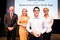 Edward Burns, St Joseph’s College, Gregory Terrace - Highest Result on the Queensland Core Skills Test. </br>(L to R) Brian Short, The Honourable Kate Jones MP, Edward Burns, QUT Registrar Shard Lorenzo.